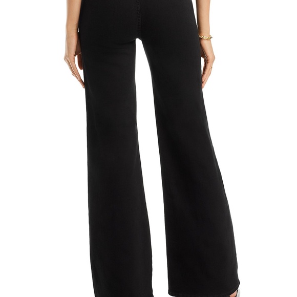 MOTHER The Hustler Roller Prep Heel High Rise Wide Leg Jeans in Pitch - Picture 2 of 12